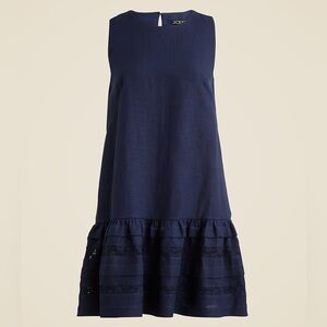 J.Crew Maxine Ruffle Trim Linen Mini Dress Navy Blue 2X